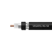 Кабель коаксиальный VEGATEL RG-58 A/U (ГОСТ, PVC, черный) 50м